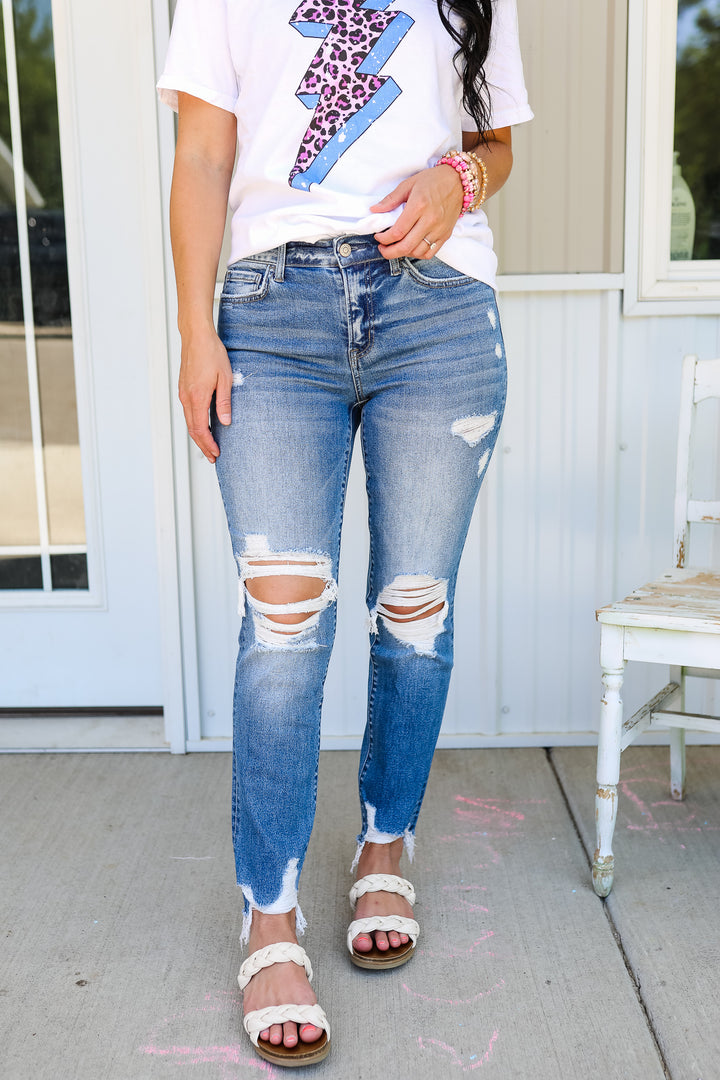 Flying Monkey: Kallie Distressed Straight Leg Jean