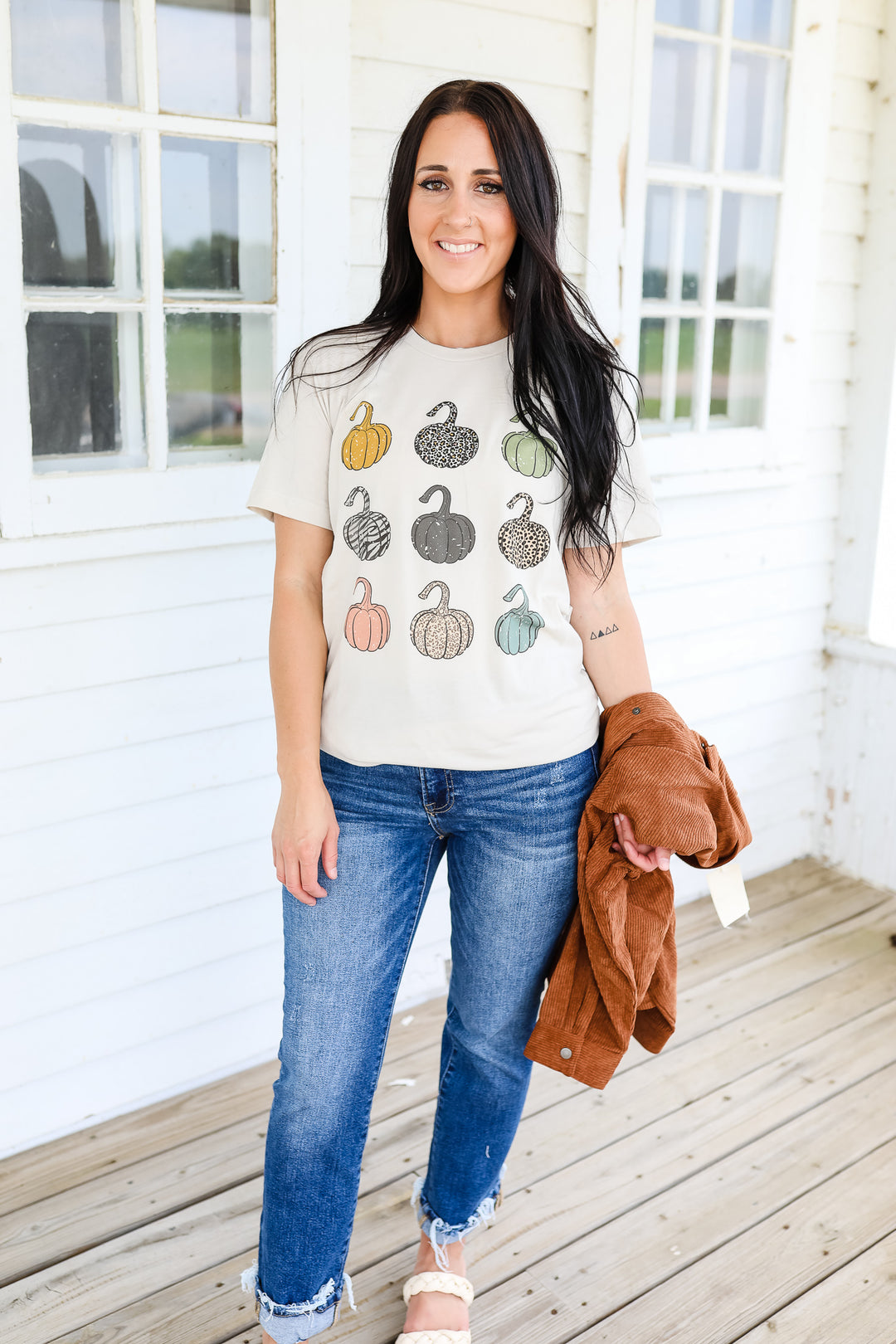 Pumpkin Patch Nine Graphic Tee - Heather Cement