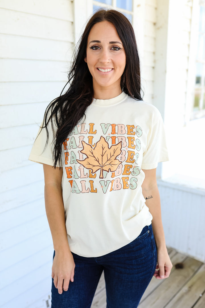 Fall Vibes x5 Graphic Tee - Ivory