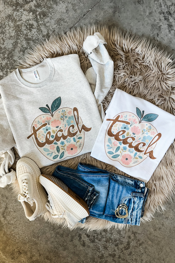 Teach Pastel Apple Graphics - Sweatshirt & T-Shirt Style