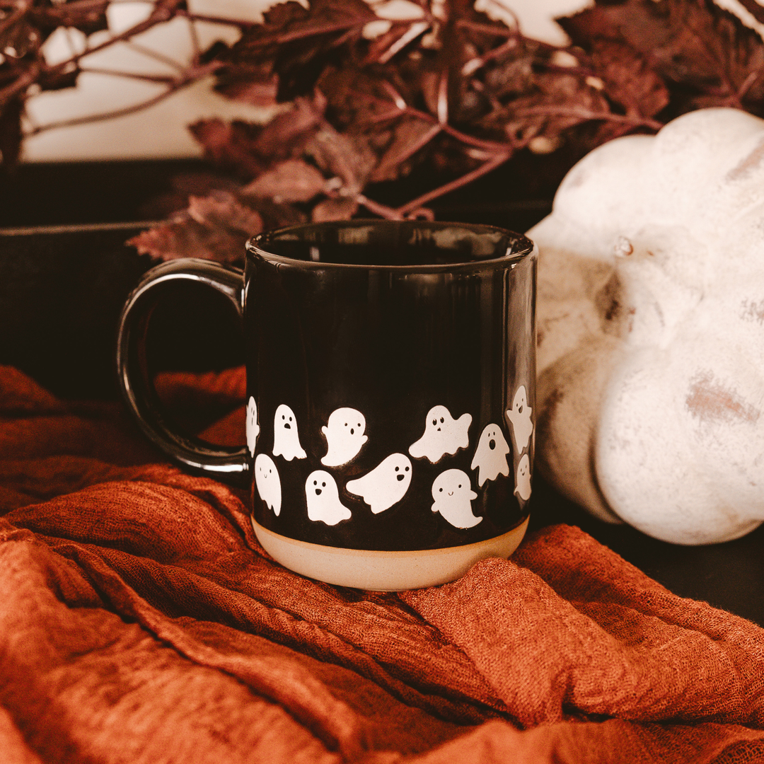 Ghost Pattern Stoneware Coffee Mug