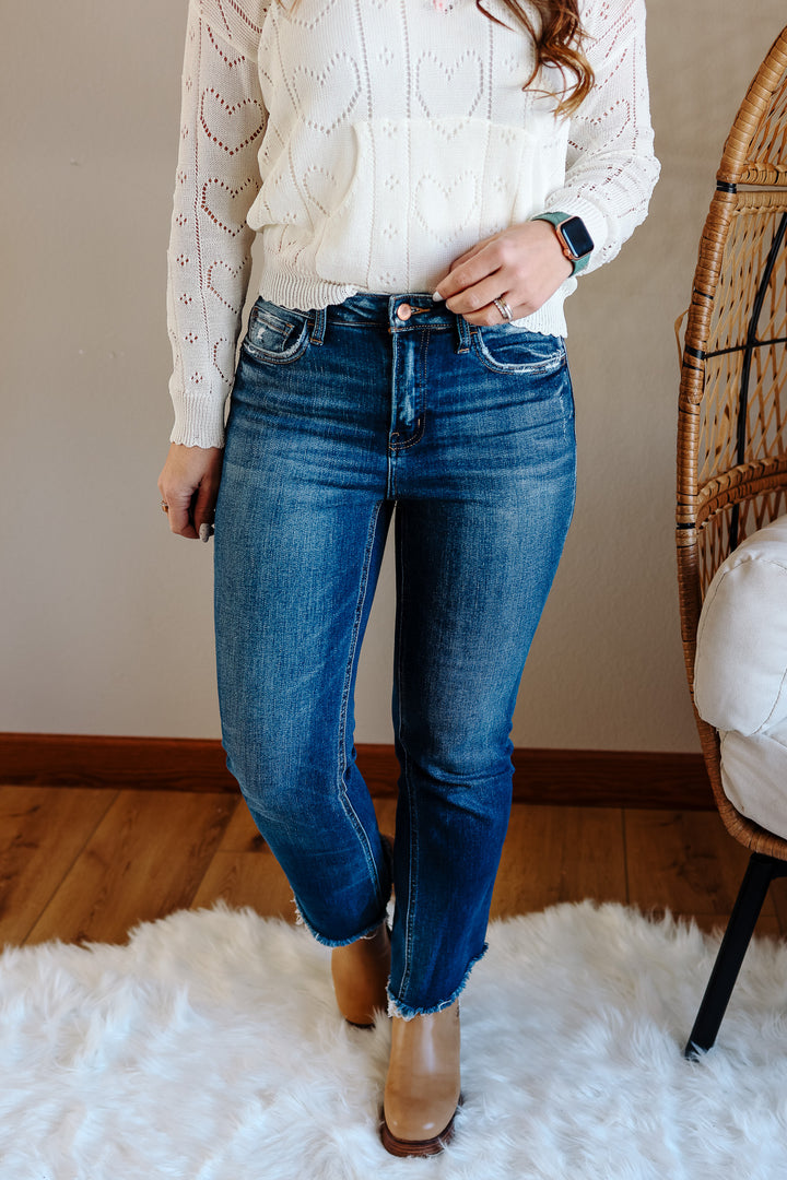 FLYING MONKEY: Finley Step Hem Crop Flare Jeans