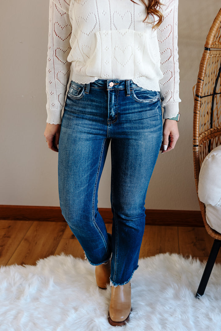 FLYING MONKEY: Finley Step Hem Crop Flare Jeans