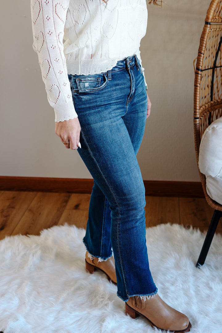 FLYING MONKEY: Finley Step Hem Crop Flare Jeans