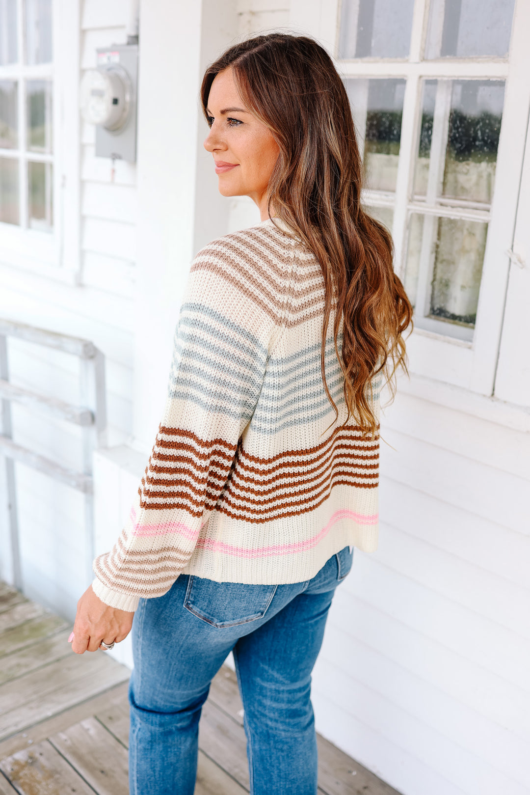 Aria Striped V-Neck Sweater