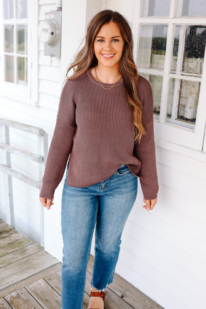 Ivy Ribbed Drop Shoulder Sweater - Midnight