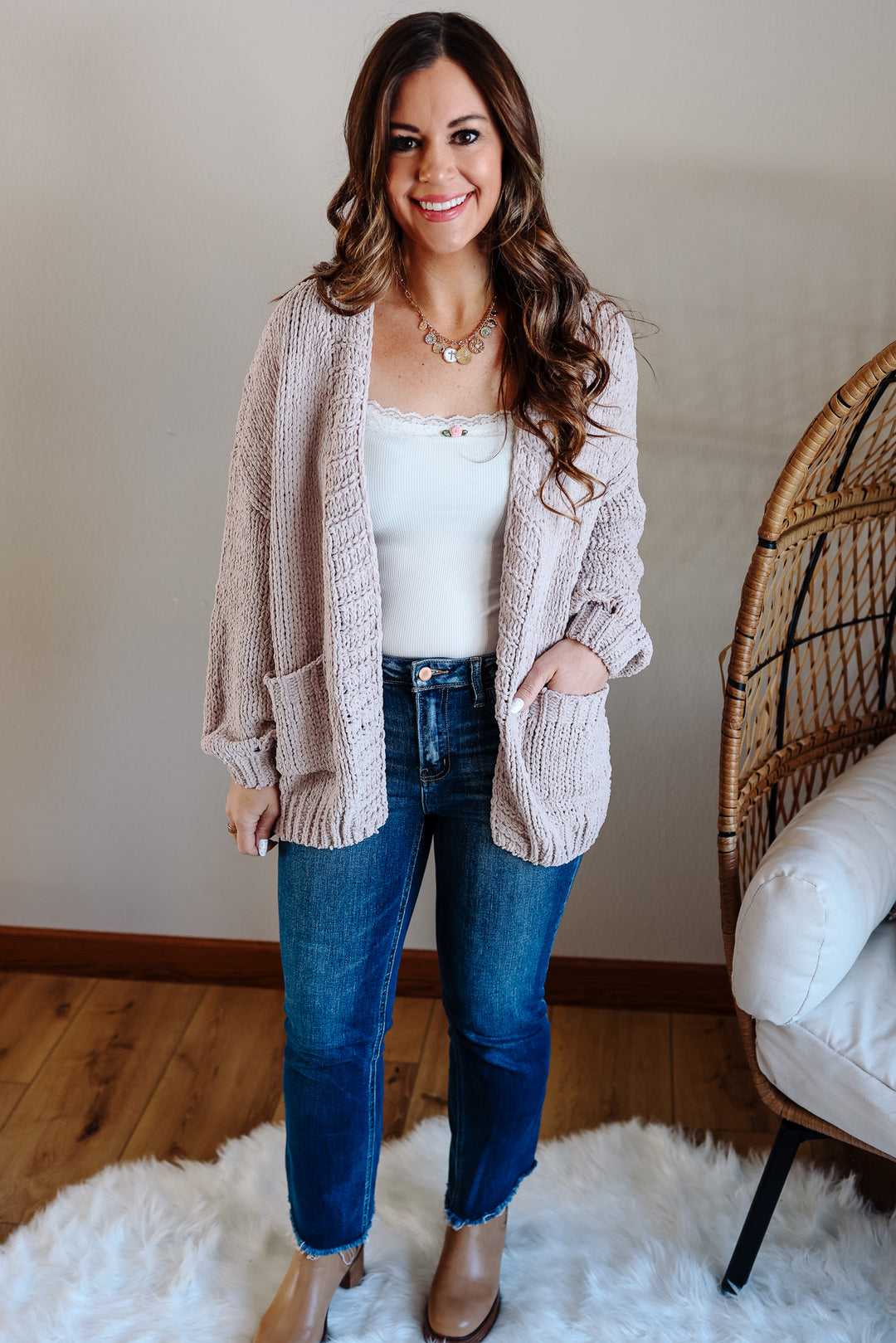 Cherish Chunky Cardigan - Nude