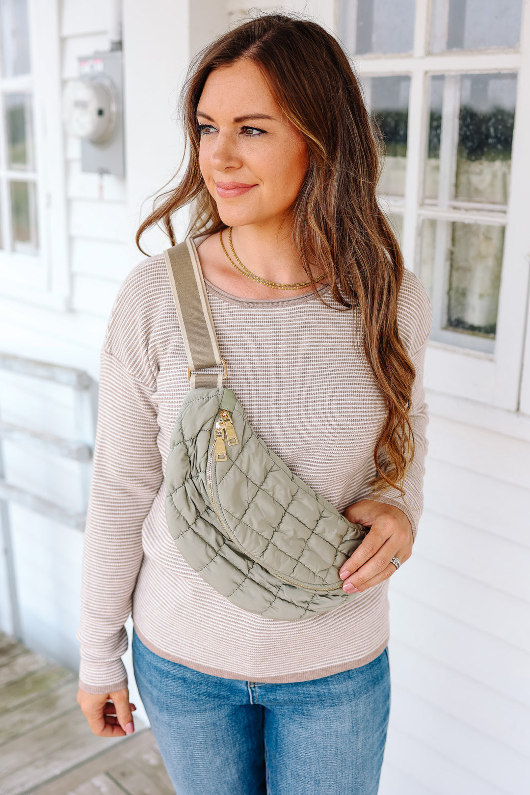 Harley Nylon Quilted Belt Bag - Sage