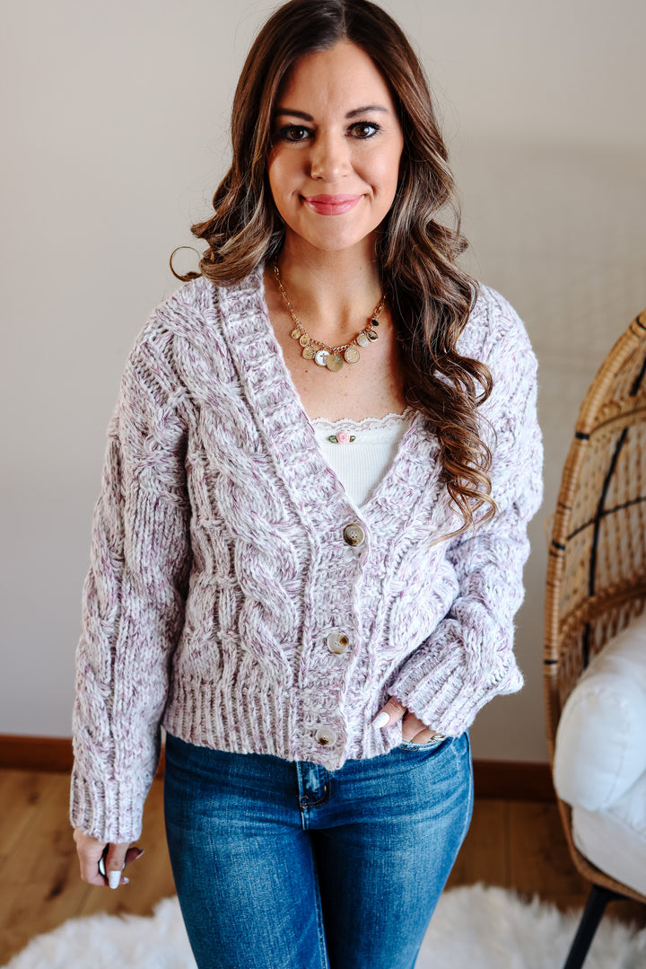 Hartley Chunky Knit Cardigan - Mauve