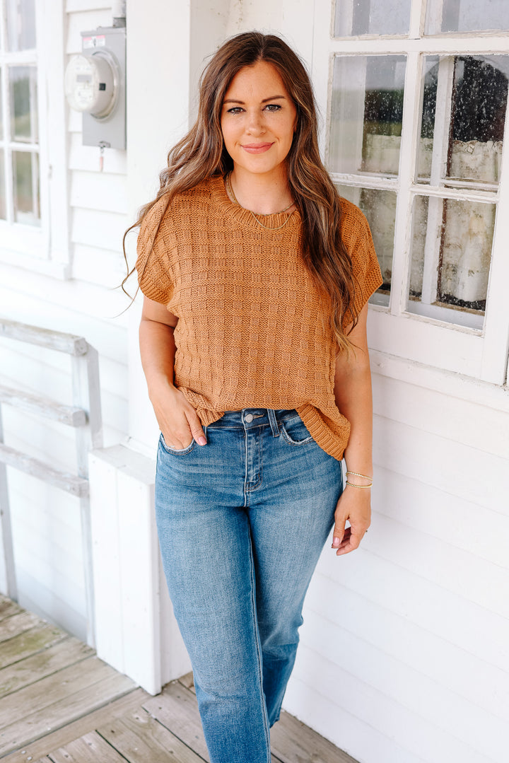 Eva Texture Sweater Top - Mocha