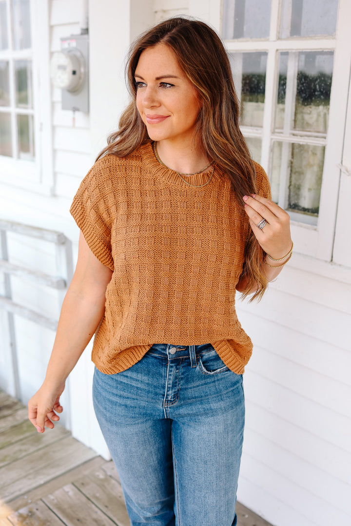 Eva Texture Sweater Top - Mocha