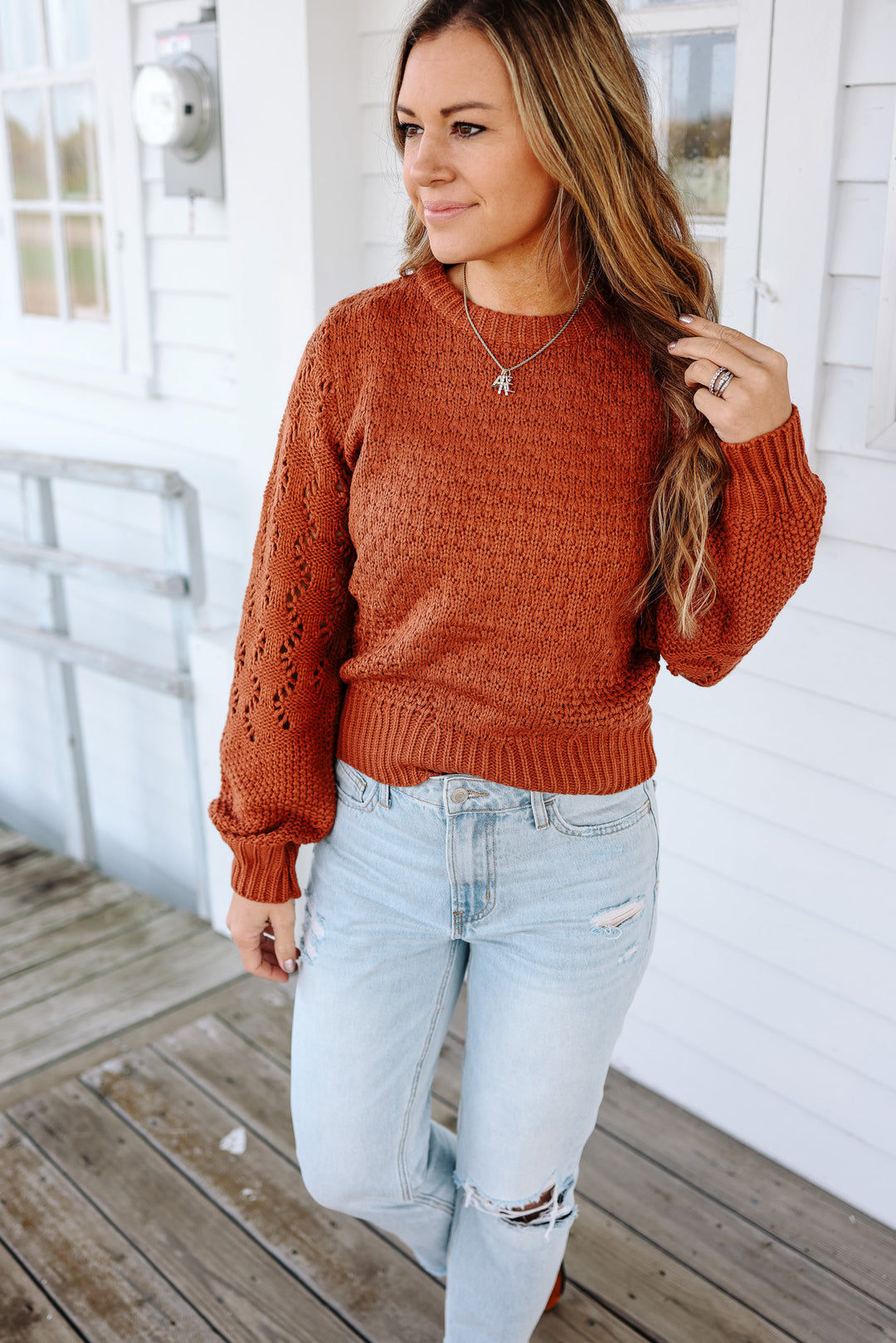 Caila Knit Sweater - Brick Brown