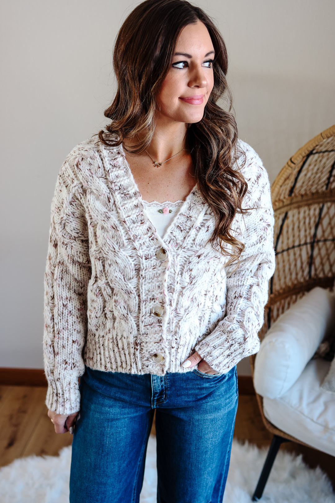 Hartley Chunky Knit Cardigan - Beige