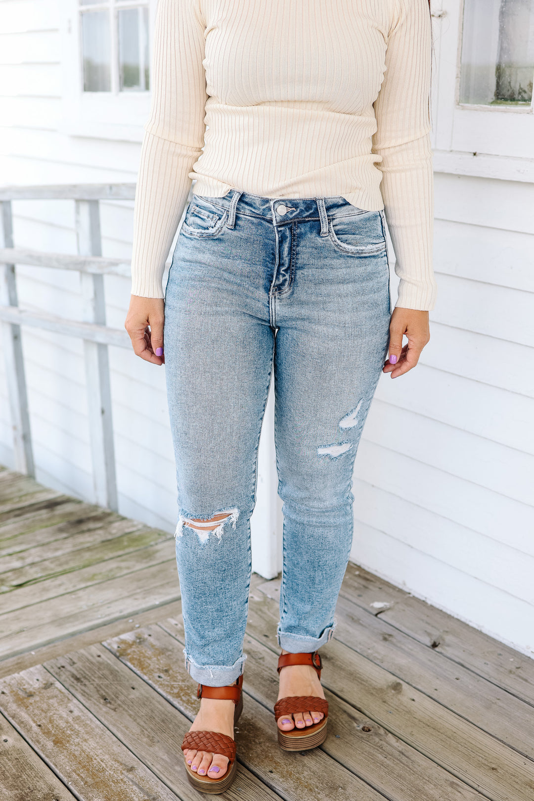 LOVERVET: Tatum Tummy Control Cuffed Jeans