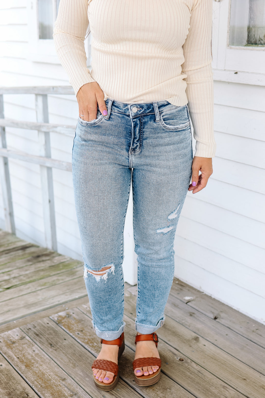 LOVERVET: Tatum Tummy Control Cuffed Jeans