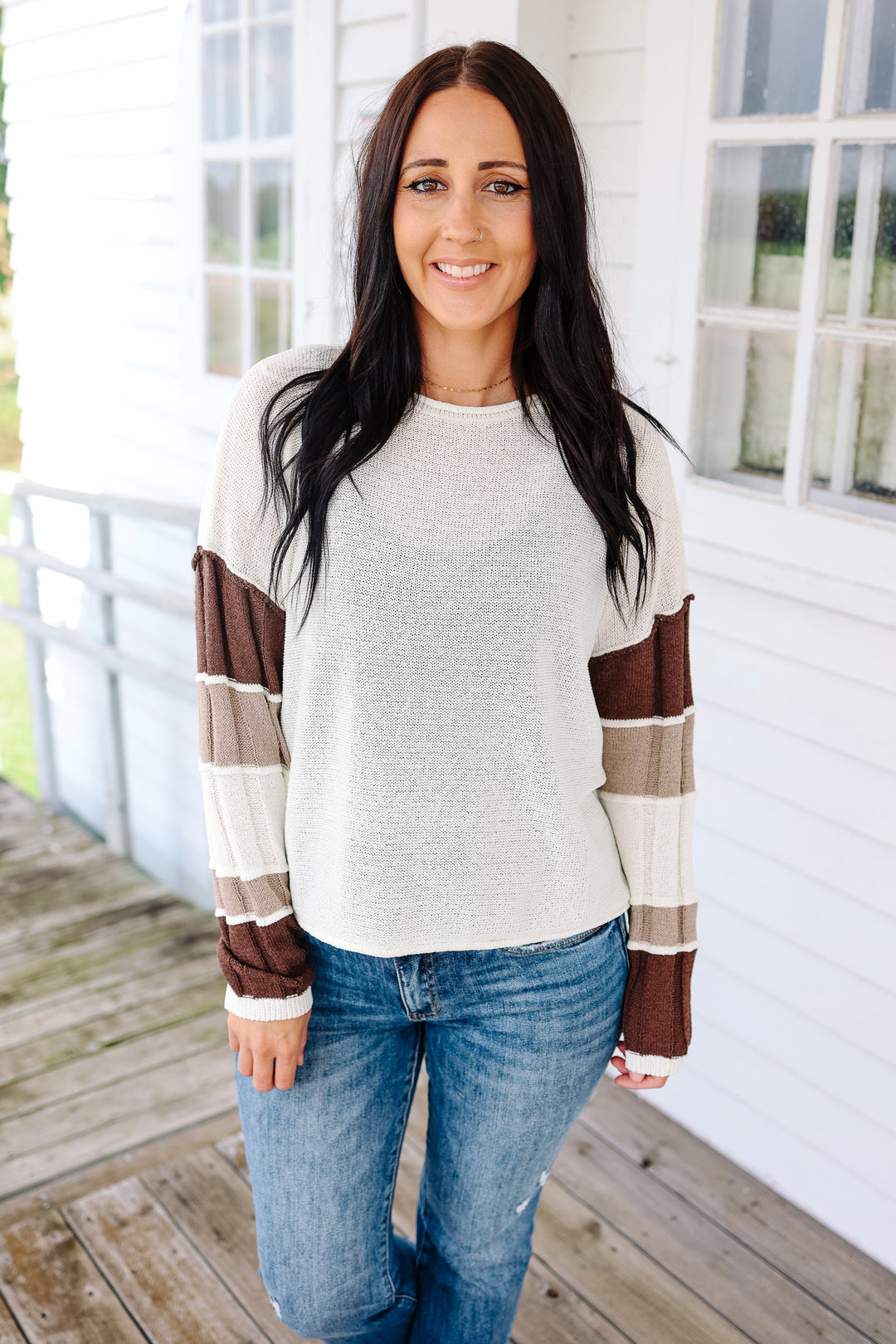 Nova Color Block Sleeve Sweater