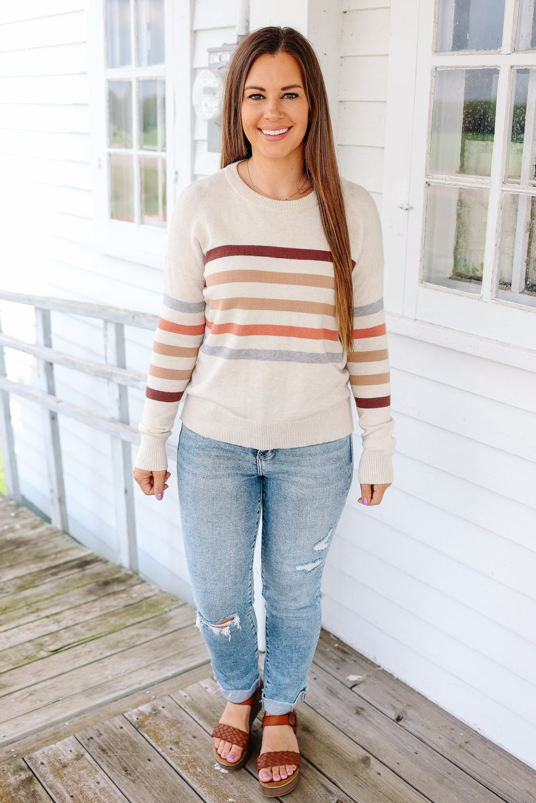 Mia Striped Long Sleeve Pullover