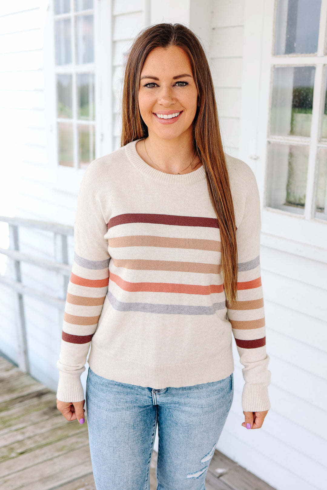 Mia Striped Long Sleeve Pullover