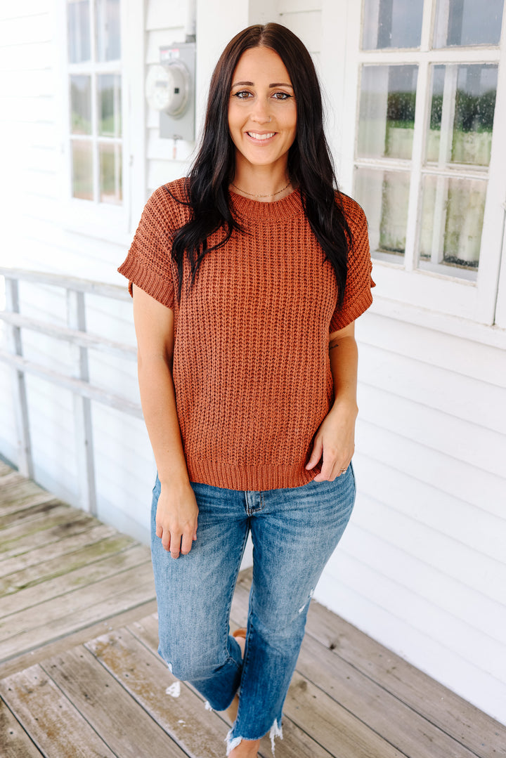 Raelynn Short Sleeve Sweater Top - Rust