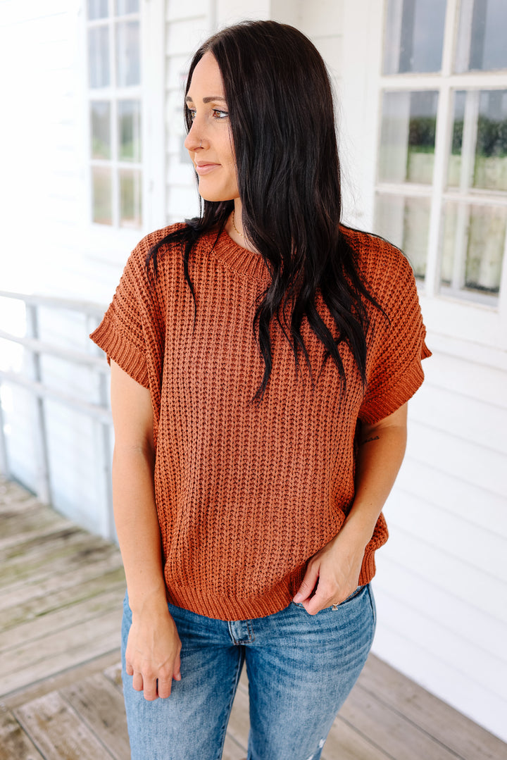 Raelynn Short Sleeve Sweater Top - Rust