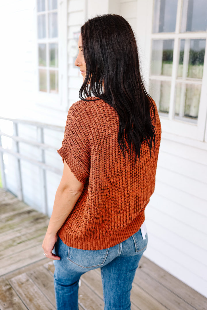 Raelynn Short Sleeve Sweater Top - Rust