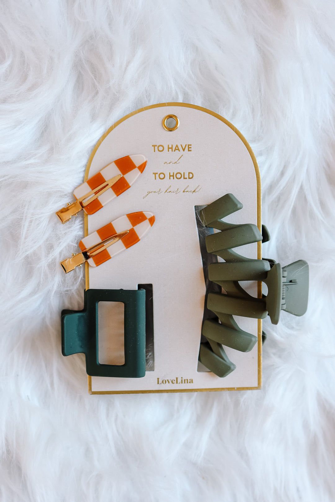 Dario 3-Pack Hair Clip Set - Checkered & Olive