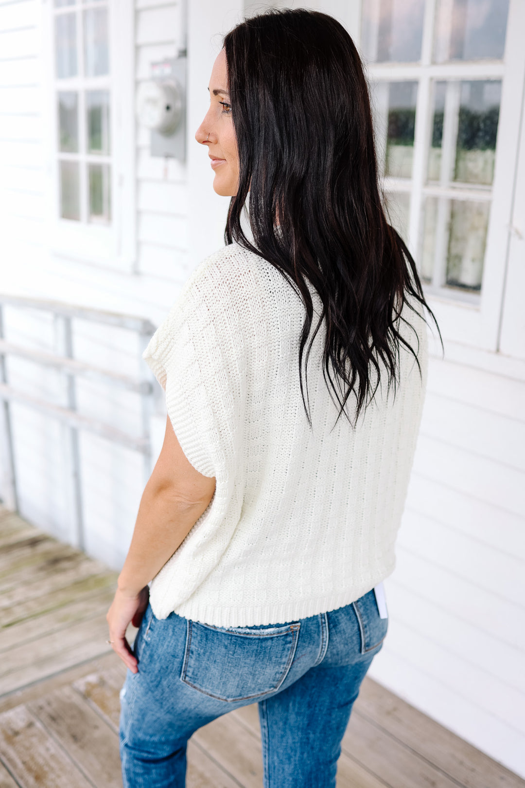 Eva Texture Sweater Top - Off White