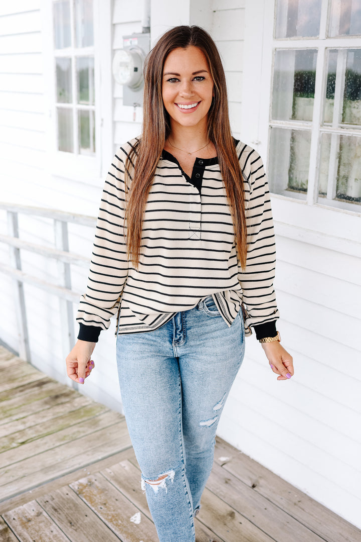 Sadie Side Slit Striped Top