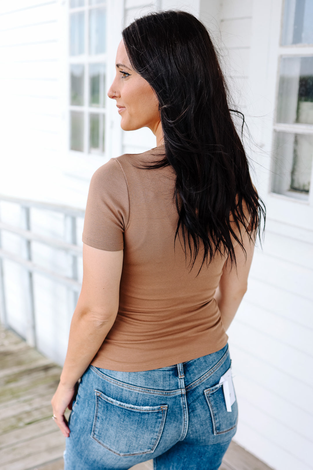 Autumn Ribbed Knit Top - Hazelnut