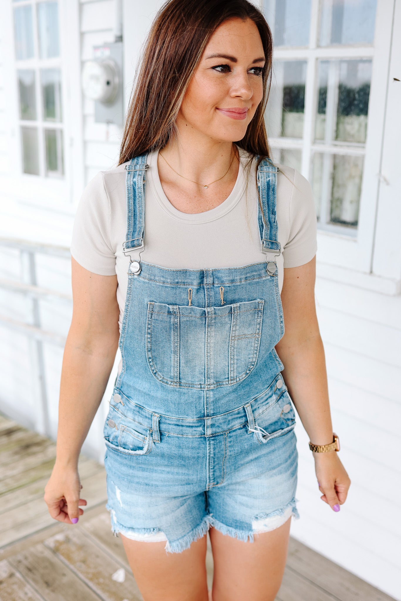 Denim shorts overalls online