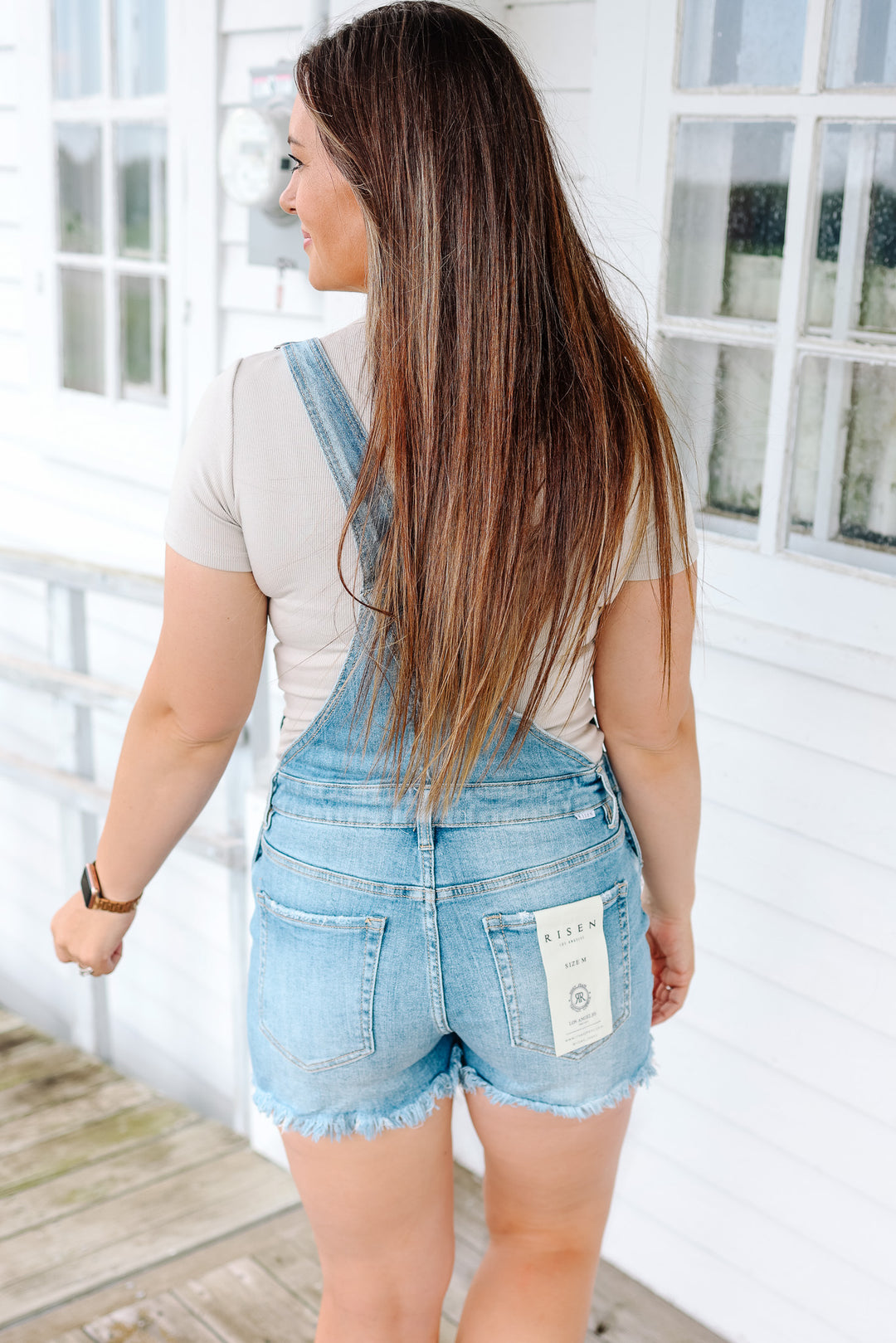 RISEN: McKenna Denim Short Overalls