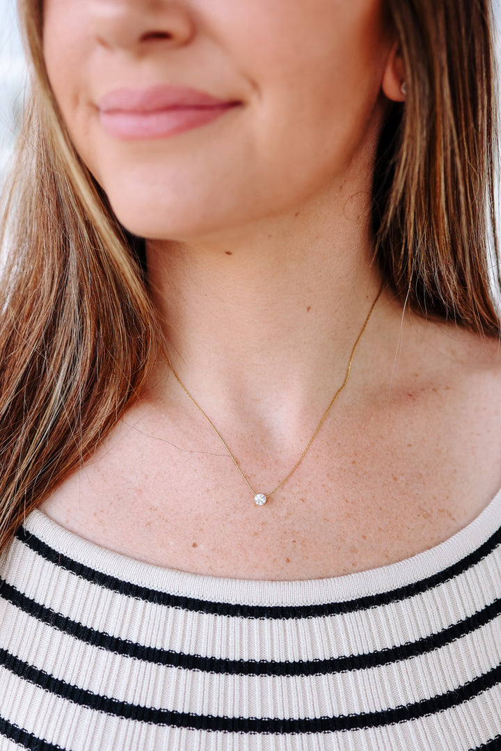 Stefani Round CZ Pendant Necklace