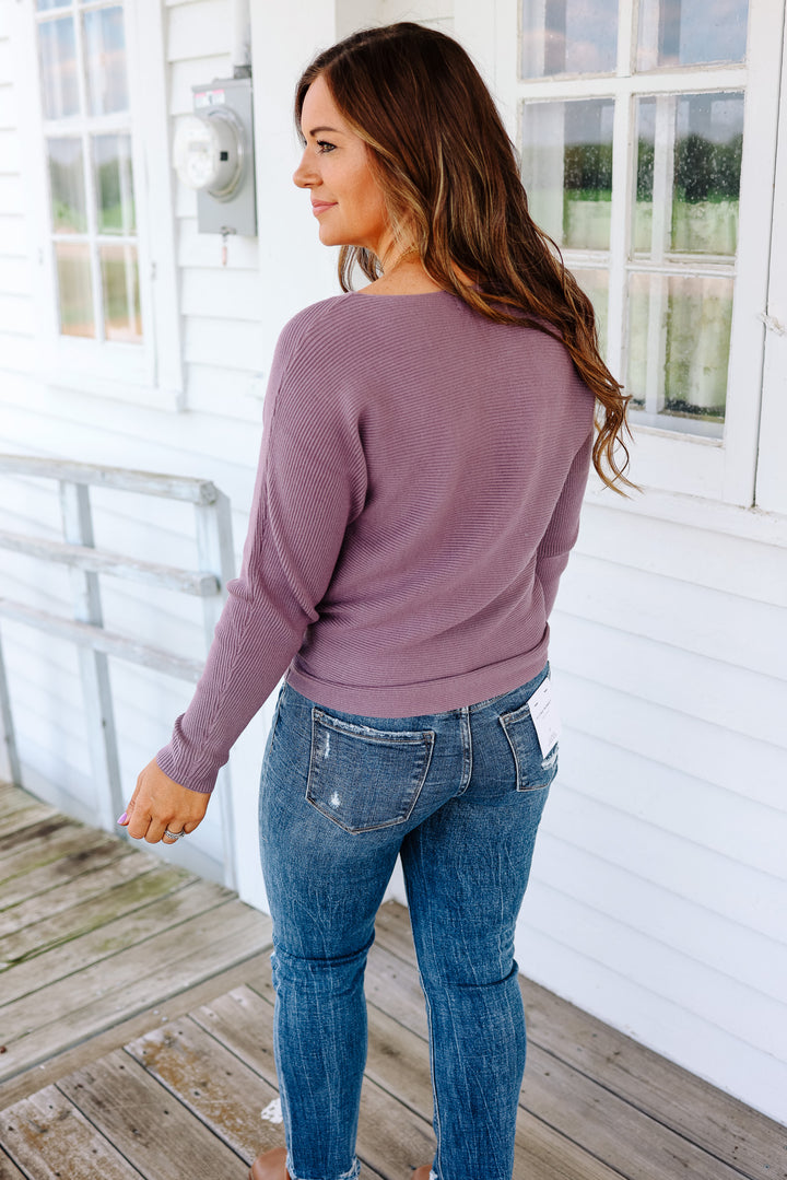 Peyton Ribbed Dolman Top - Lilac