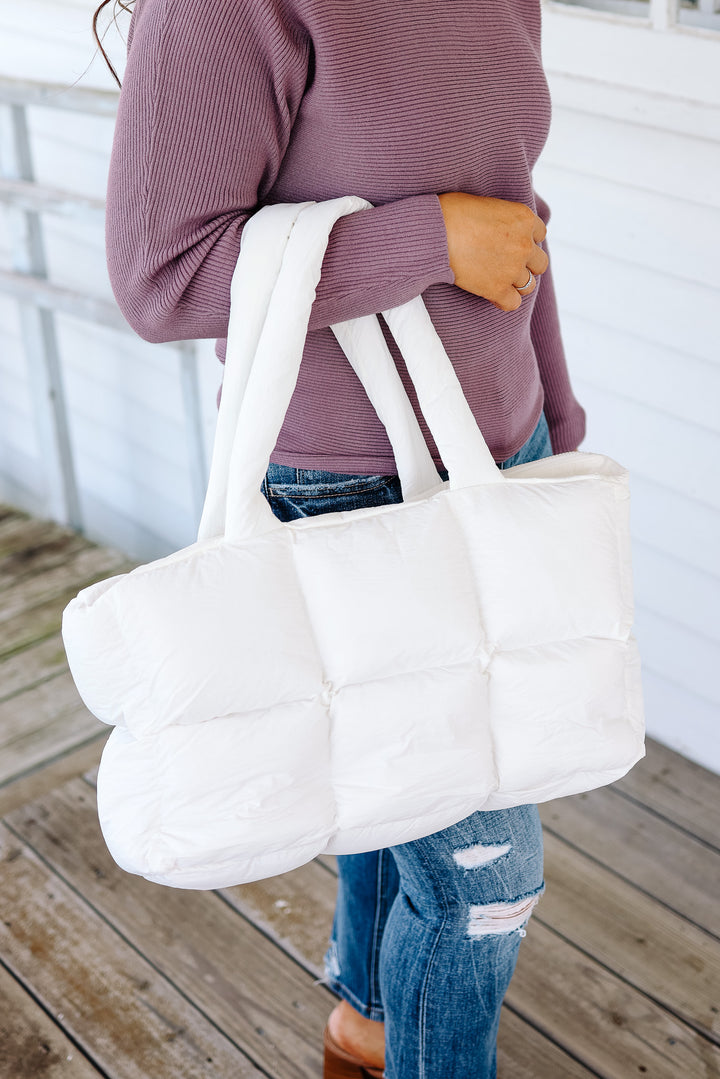 Kylie Quilted Tote Bag - White