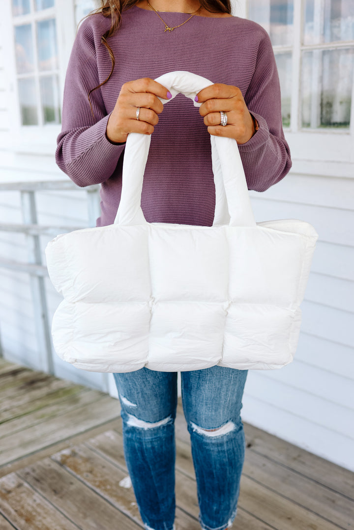 Kylie Quilted Tote Bag - White