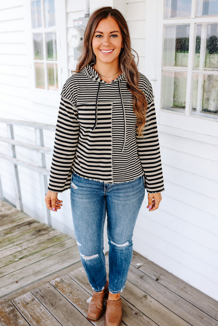 Gia Mixed Striped Hoodie Top