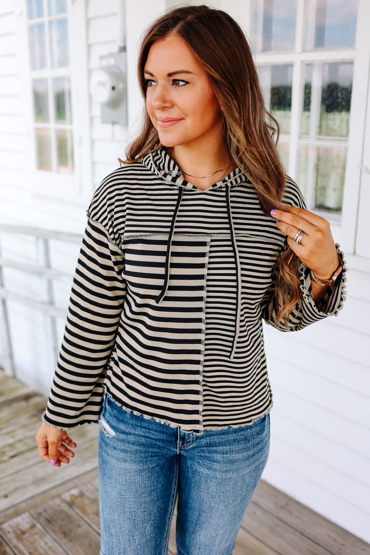 Gia Mixed Striped Hoodie Top