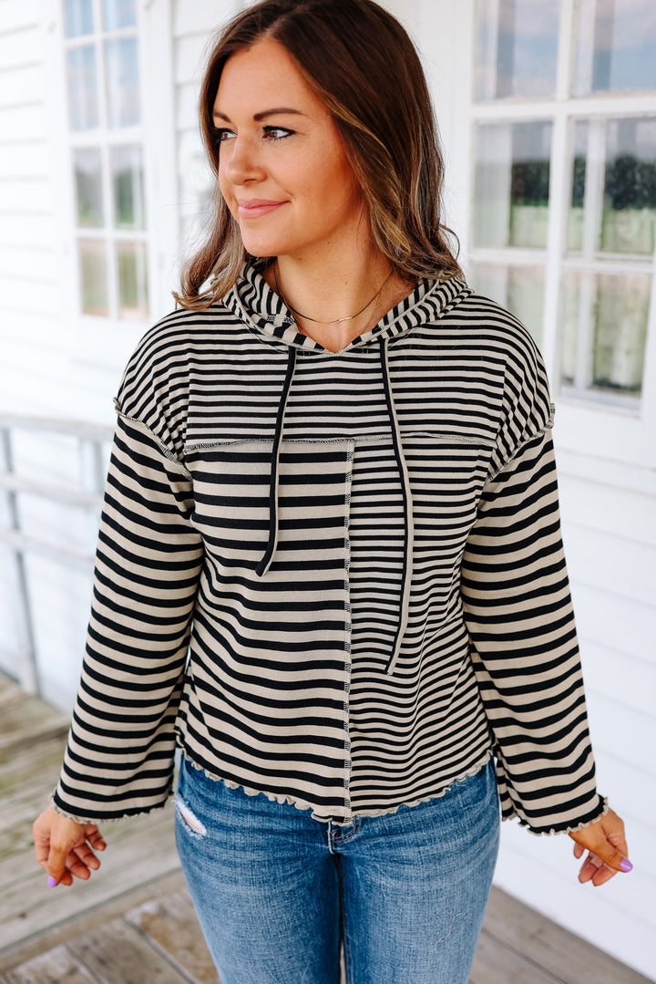 Gia Mixed Striped Hoodie Top