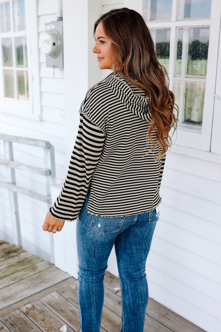 Gia Mixed Striped Hoodie Top