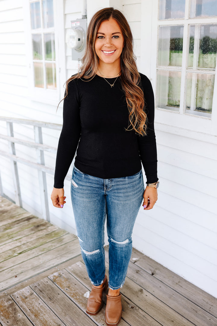 Andrea Long Sleeve Sweater - Black