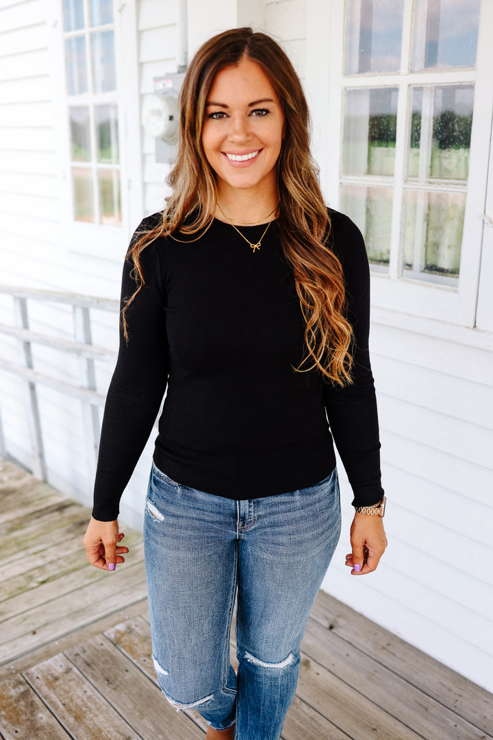 Andrea Long Sleeve Sweater - Black