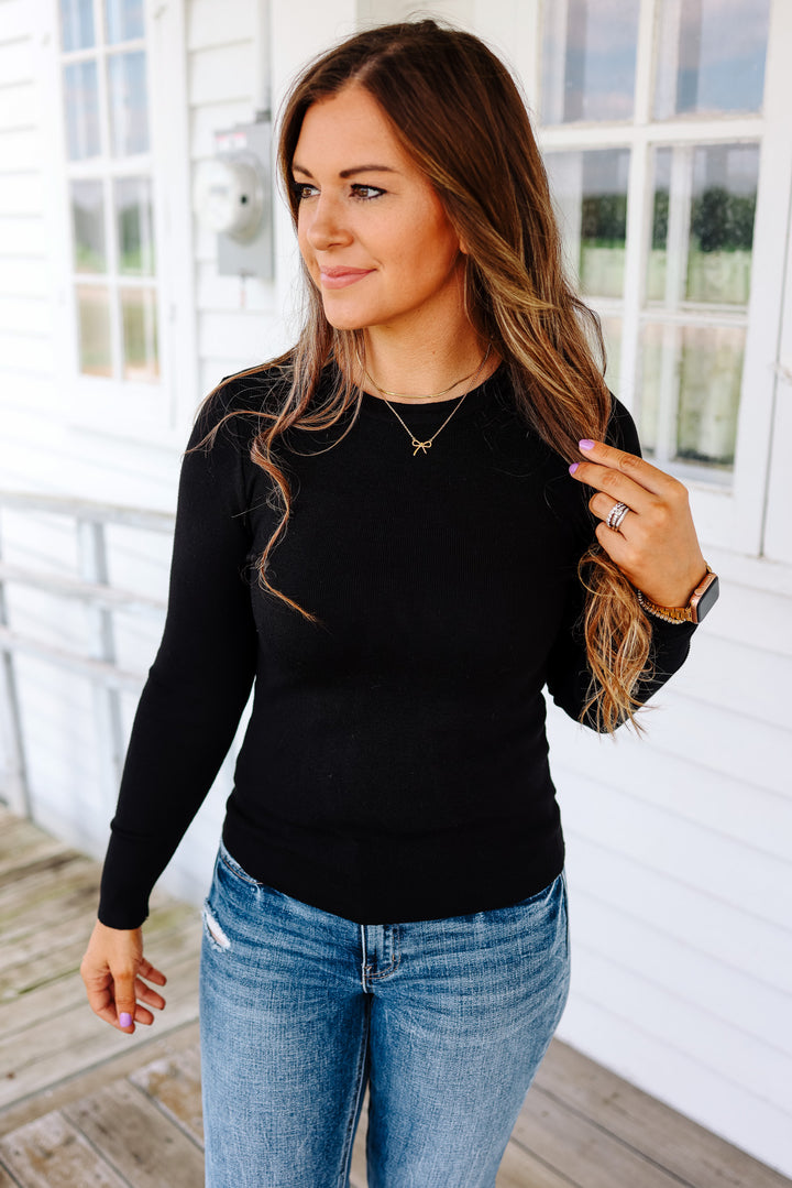 Andrea Long Sleeve Sweater - Black