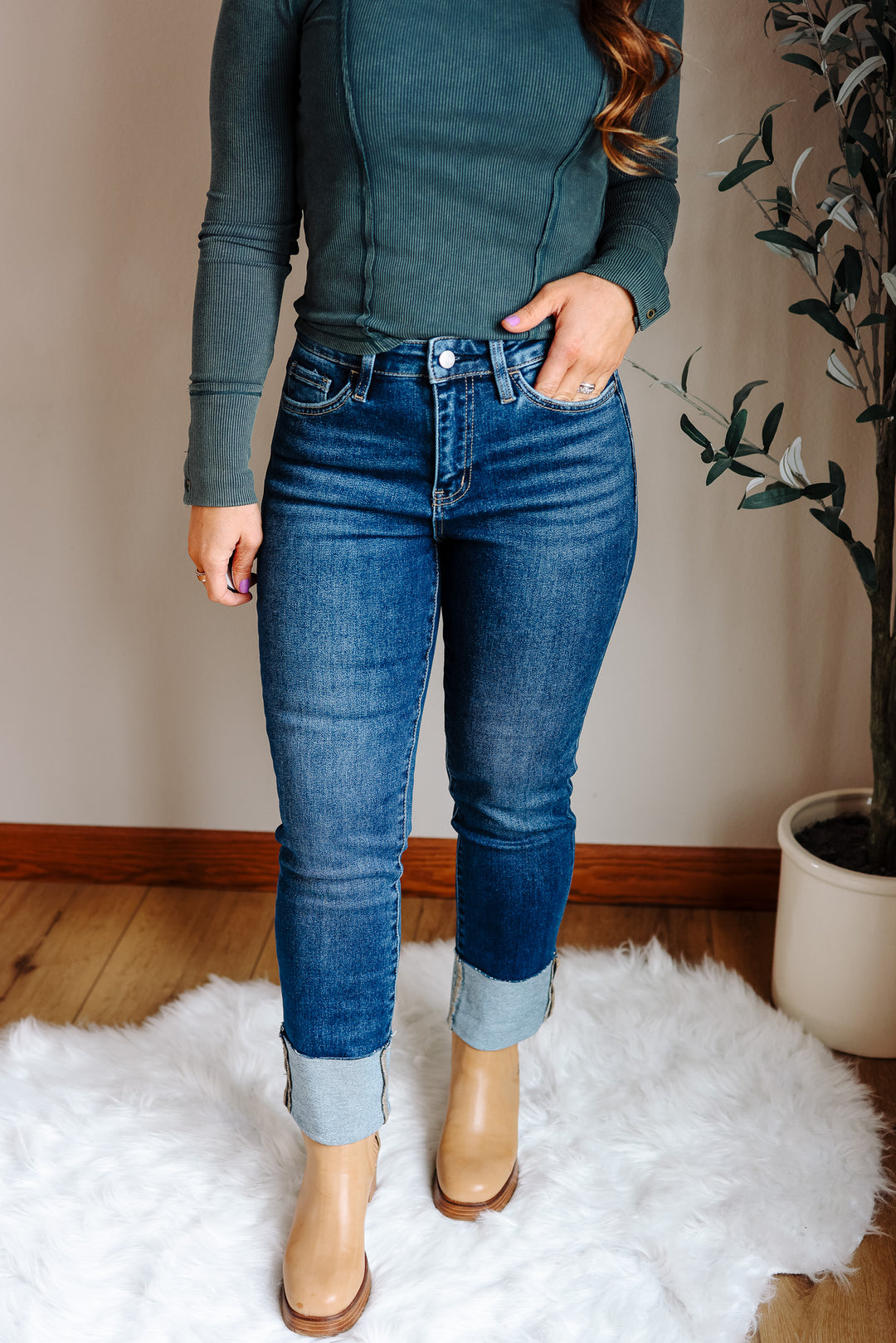 LOVERVET: Sutton Cuffed Slim Straight Jeans