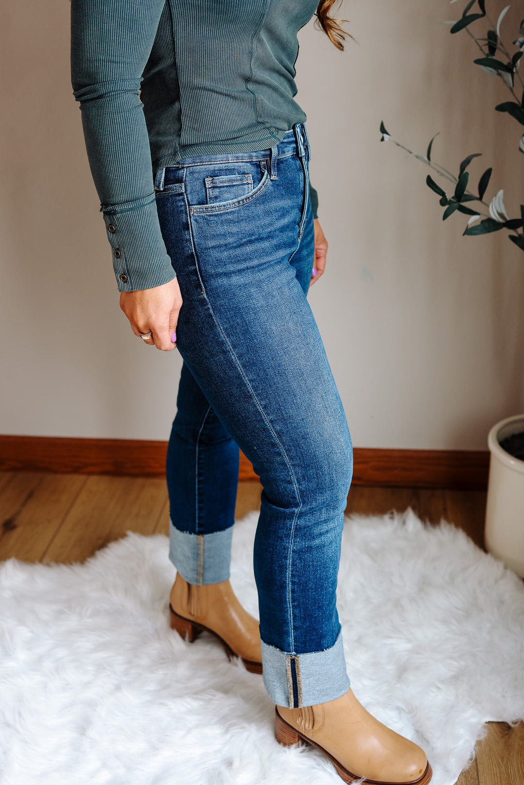 LOVERVET: Sutton Cuffed Slim Straight Jeans