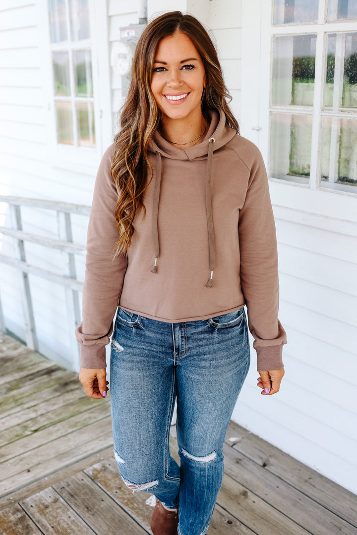 Blakely Crop Hoodie - Latte Brown