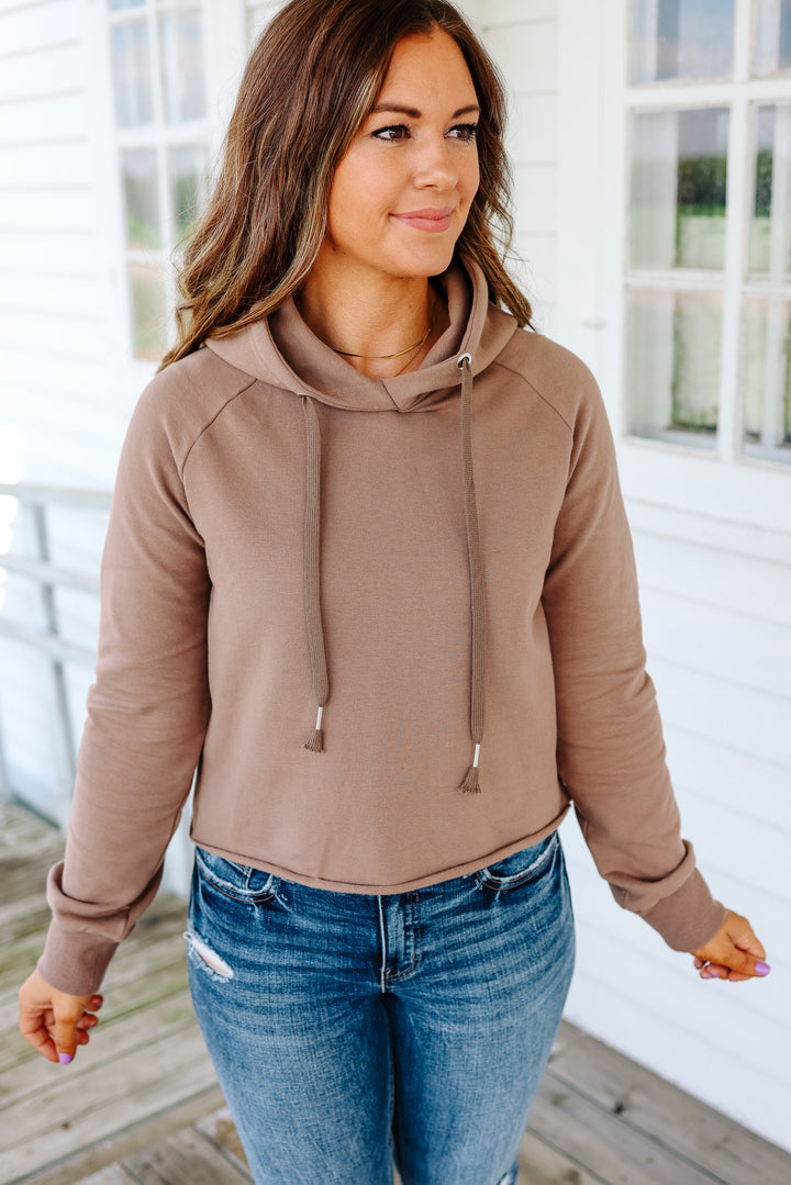 Blakely Crop Hoodie - Latte Brown