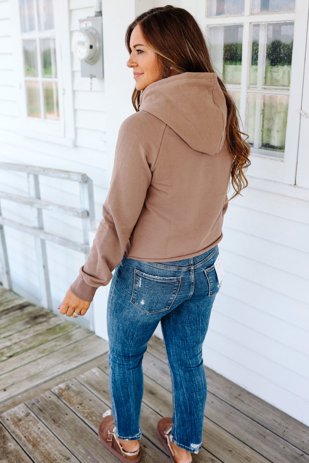 Blakely Crop Hoodie - Latte Brown