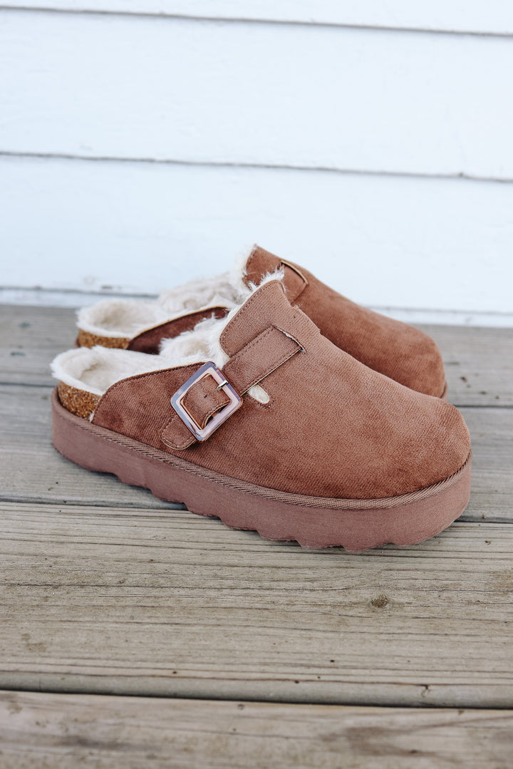 Roni Platform Slide On Clog - Taupe