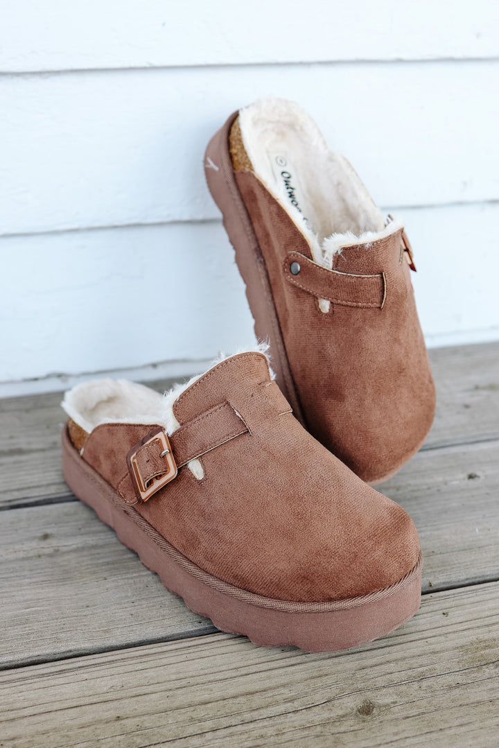 Roni Platform Slide On Clog - Taupe