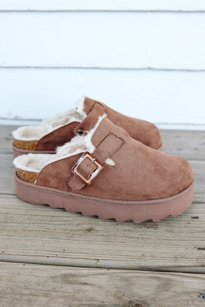 Roni Platform Slide On Clog - Taupe